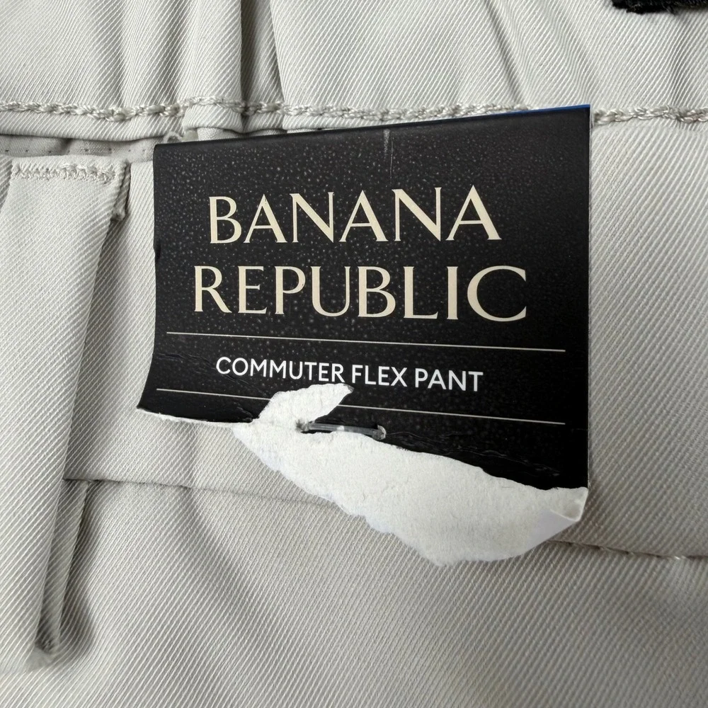 Banana Republic Mens Commuter Flex Pant 36x29 Gray Performance Trousers NEW
